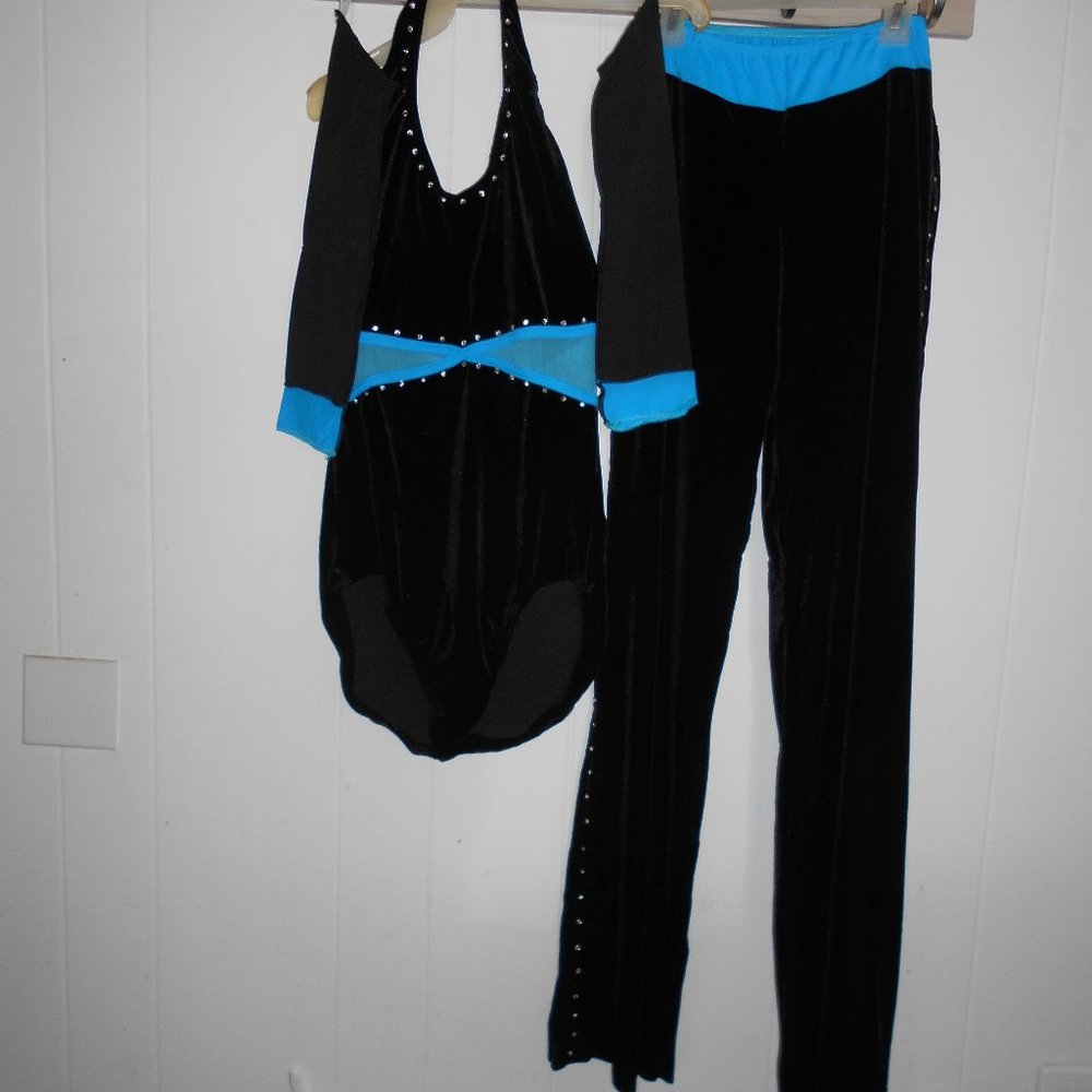 Large Adult 4 Piece Dance Costume w/ Rhinestones New